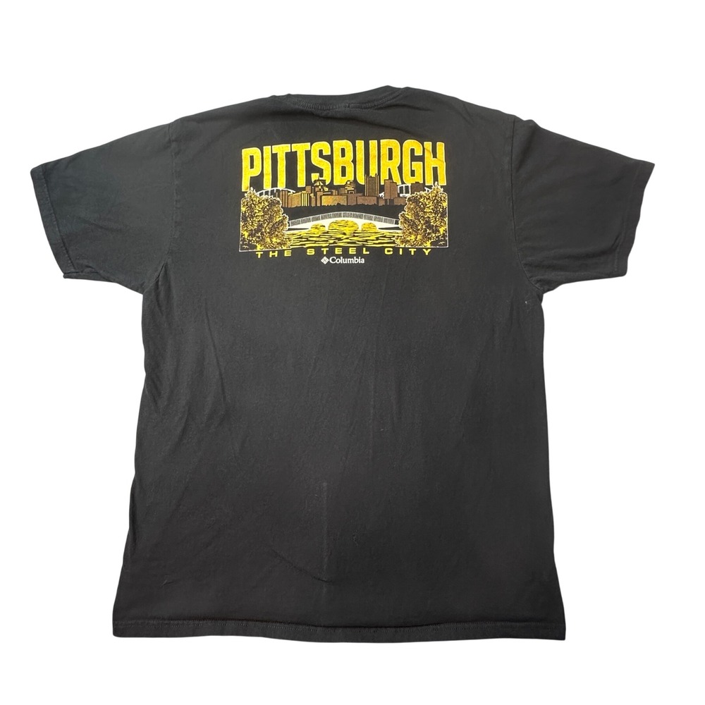 Columbia T-Shirt Mens L Black Pittsburgh The Steel City Graphic Skyline Cotton
